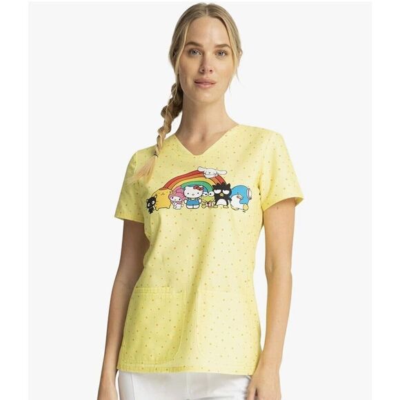 Hello Kitty Cherokee Scrubs Tooniforms Sanrio V Neck Top TF772 Keroppi Chibi - Picture 1 of 10